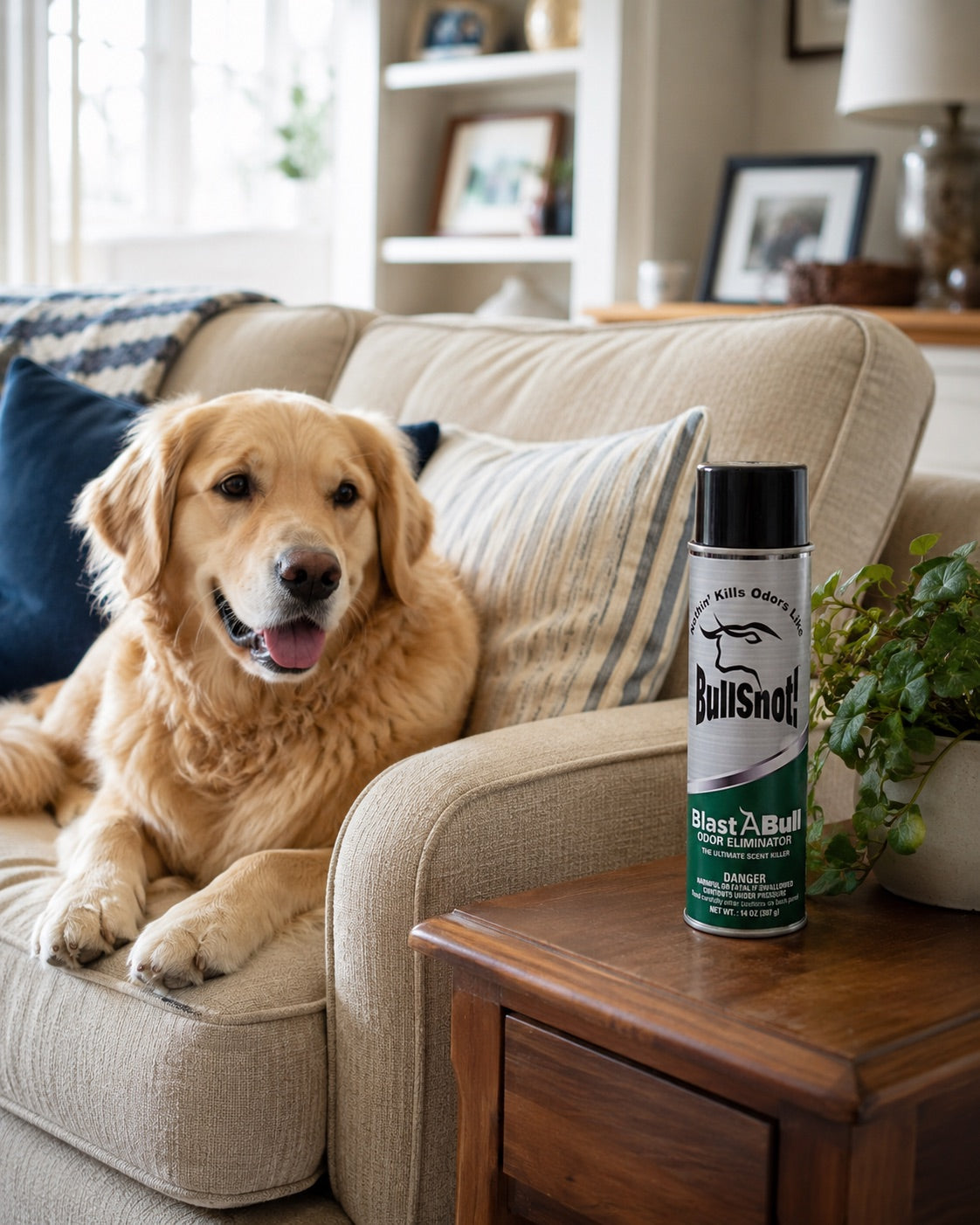 HERO: pet on sofa, real home