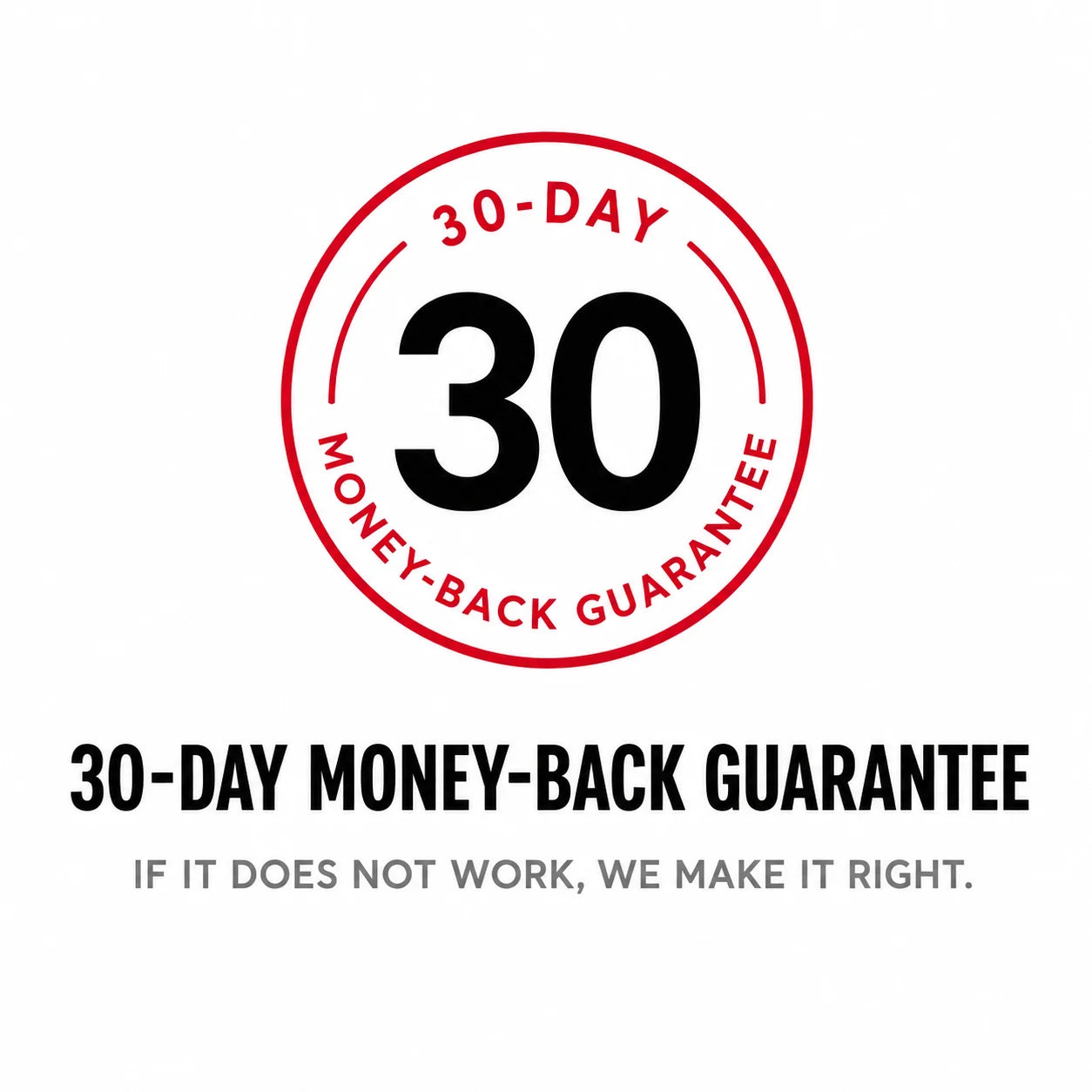 30-day money-back guarantee, if it does not work we make it right