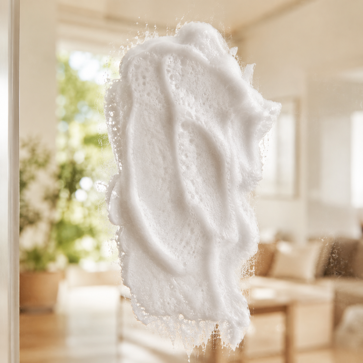 VizABull foam clinging to vertical glass without dripping