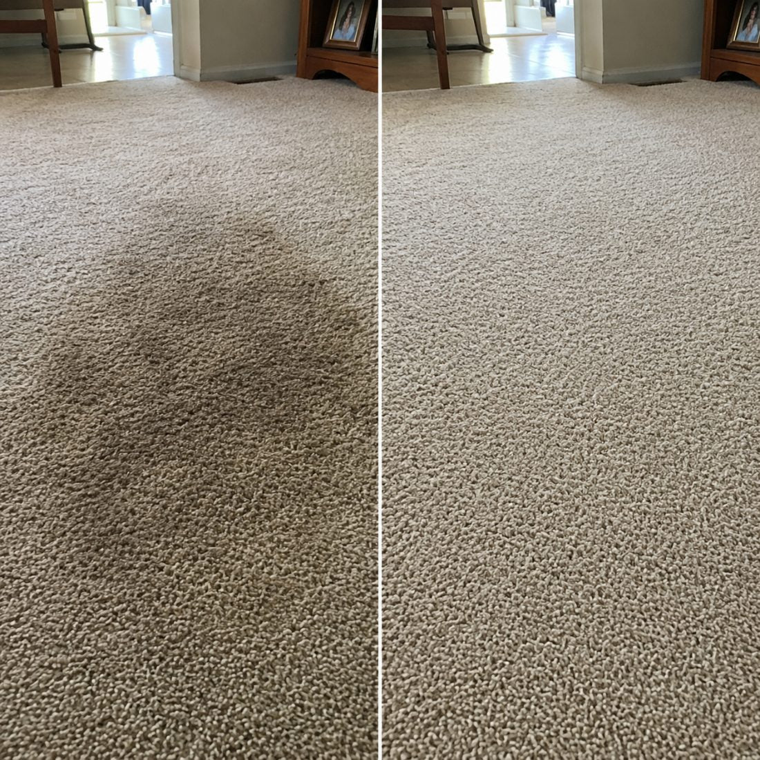 The same carpet before and after one application